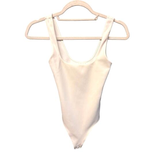 Good American White Bodysuit XS | Scoop Neck One Piece Stretchy Tank Thong Style - Picture 1 of 5